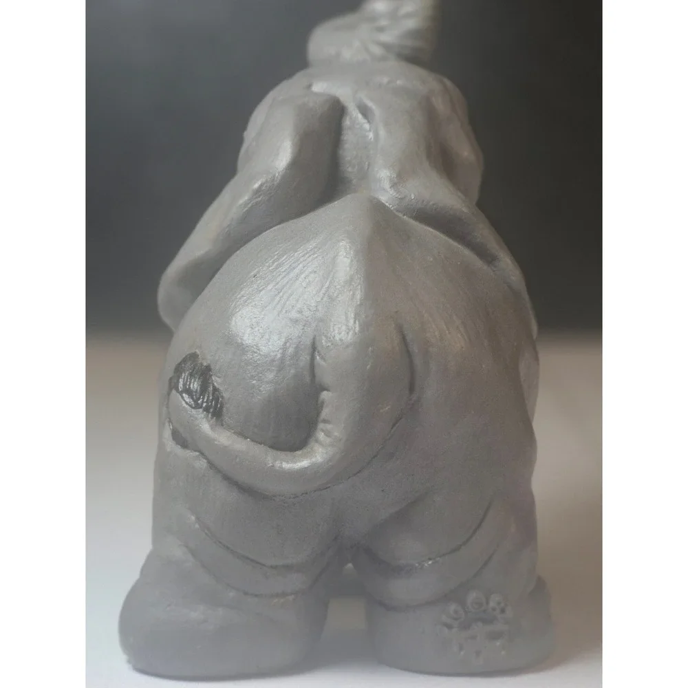 Vintage Elephant Figurine by‎ Sculptor Don James Resin Trunk Up Lucky Statue